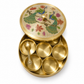 Item code MI130 Handcrafted Brass Masala Box with Enamel Peacock Meenakari Design (6 Inch)