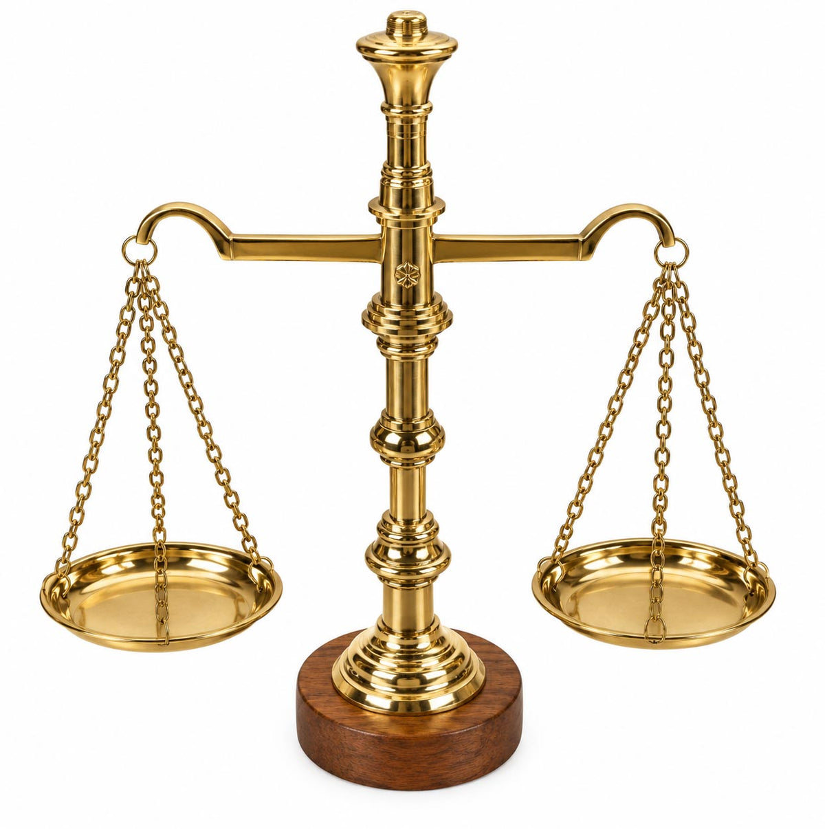 Handcrafted Brass Weighing Scale with Wooden Base Item Code -MI003