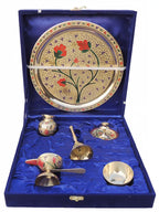 Brass Puja Thali Set With Valvet Box (SBM001 C)