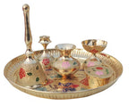Brass Puja Thali Set With Valvet Box (SBM002 B)