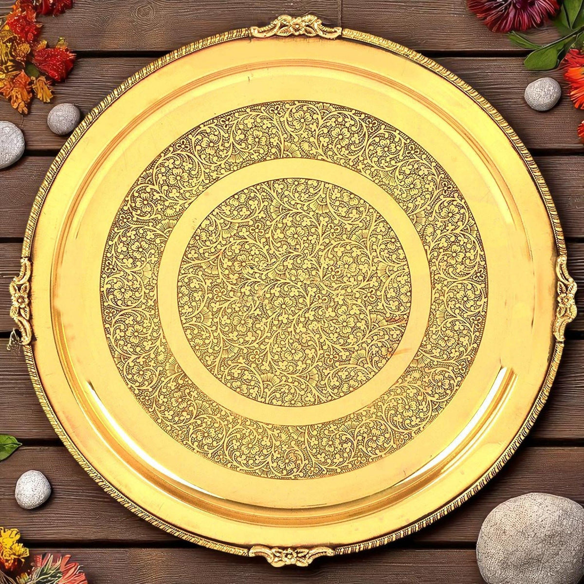 Brass Thali Embose - 12*12 Inch (BC166 B)