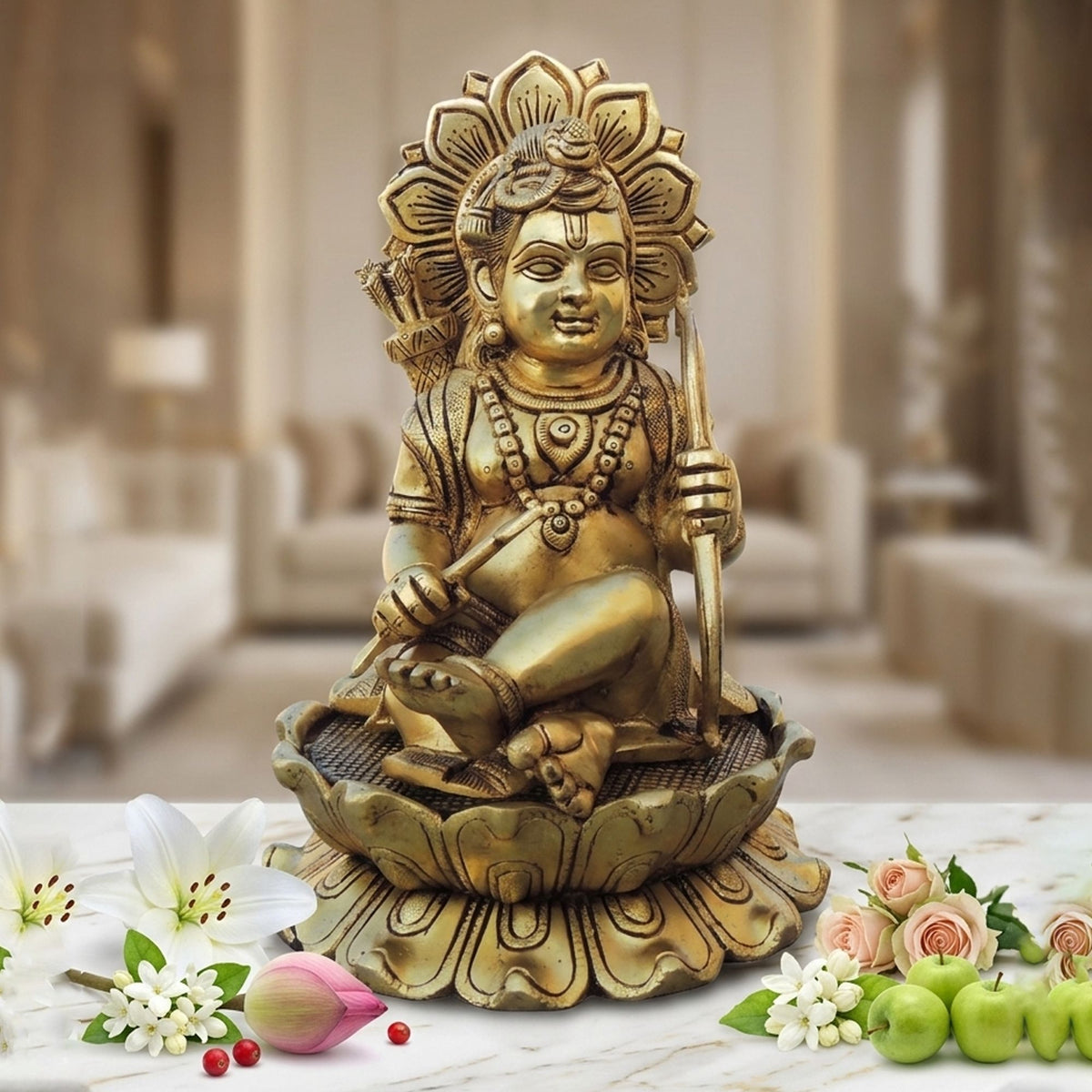 Brass Showpiece Ramlala God Idol Statue - 3.2*3*4.5 Inch (BS1682 B)