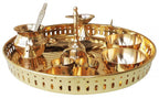 Brass Puja Thali Set With Multiple Items - 9.8*9.8*1.4 inch (SBM003 C)