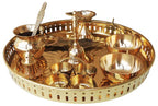 Brass Puja Thali Set With Multiple Items - 9.8*9.8*1.4 inch (SBM003 C)